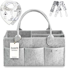 Putska Baby Diaper Caddy Set - Includes a Baby Diaper caddy, 2 pacifier clips + 2 bandana bibs
