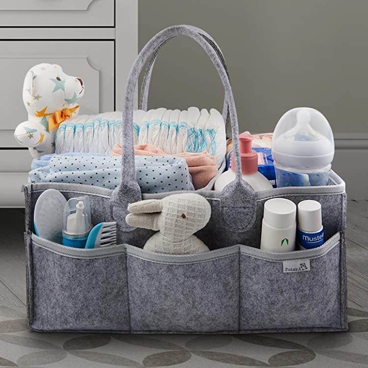 Putska Baby Gift Basket Includes a Diaper caddy pacifier clips bibs
